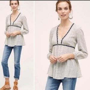 Anthropologie embroidery baby doll top